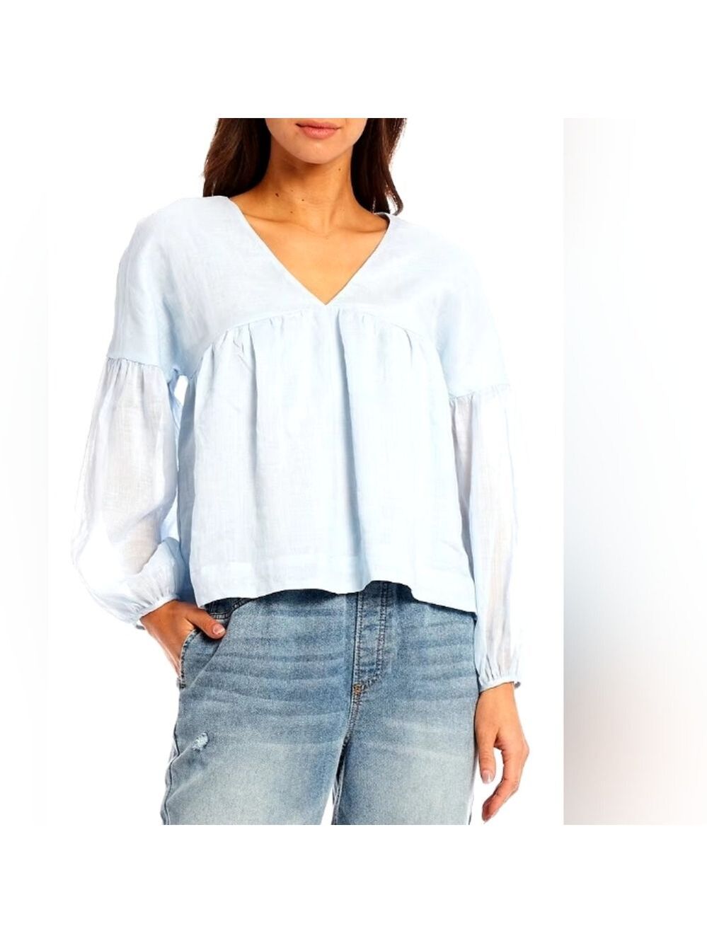 🎩🗝️ NWT $88 Linen Babydoll Top by Every XS